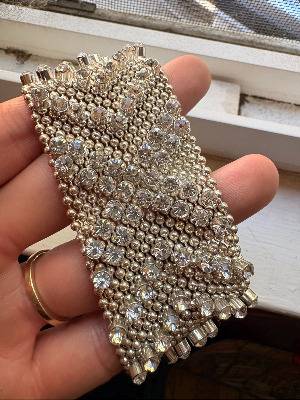 Liquid Metal Rhinestone Bracelet